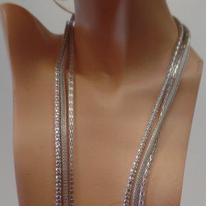 Beautiful Silvertone Multi Strand Necklace